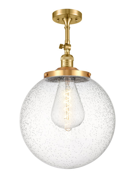 INNOVATIONS 201F-SG-G204-14 Beacon 1 Light 14 inch Semi-Flush Mount Satin Gold