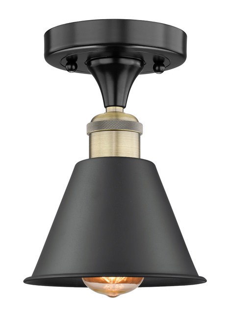 INNOVATIONS 616-1F-BAB-M8-BK Edison 1 6.5 inch Semi-Flush Mount Black Antique Brass