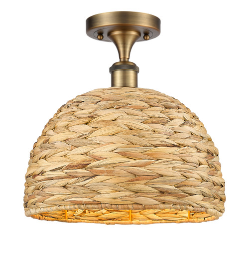INNOVATIONS 516-1C-BB-RBD-12-NAT Woven Rattan 1 12 inch Semi-Flush Mount Brushed Brass INNOVATIONS 516-1C-BB-RBD-12-NAT Woven Rattan 1 12 inch Semi-Flush Mount Brushed Brass