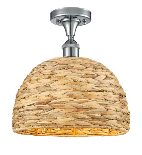 INNOVATIONS 516-1C-PC-RBD-12-NAT Woven Rattan 1 12 inch Semi-Flush Mount Polished Chrome