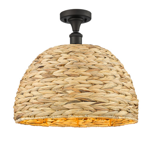 INNOVATIONS 516-1C-OB-RBD-16-NAT Woven Rattan 1 15.75 inch Semi-Flush Mount Oil Rubbed Bronze