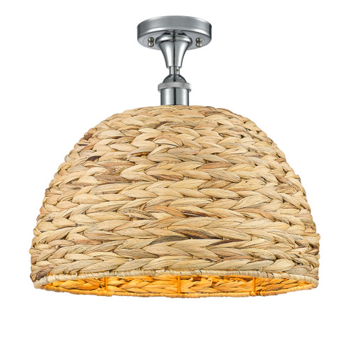 INNOVATIONS 516-1C-PC-RBD-16-NAT Woven Rattan 1 15.75 inch Semi-Flush Mount Polished Chrome