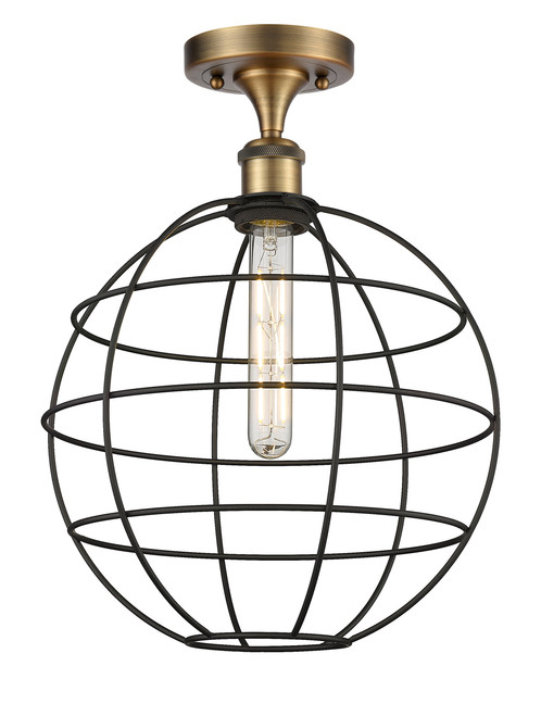 INNOVATIONS 516-1C-BB-CE-12-BK Lake Placid 1 12 inch Semi-Flush Mount Brushed Brass INNOVATIONS 516-1C-BB-CE-12-BK Lake Placid 1 12 inch Semi-Flush Mount Brushed Brass