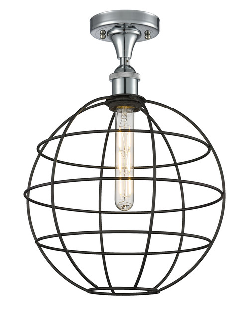 INNOVATIONS 516-1C-PC-CE-12-BK Lake Placid 1 12 inch Semi-Flush Mount Polished Chrome