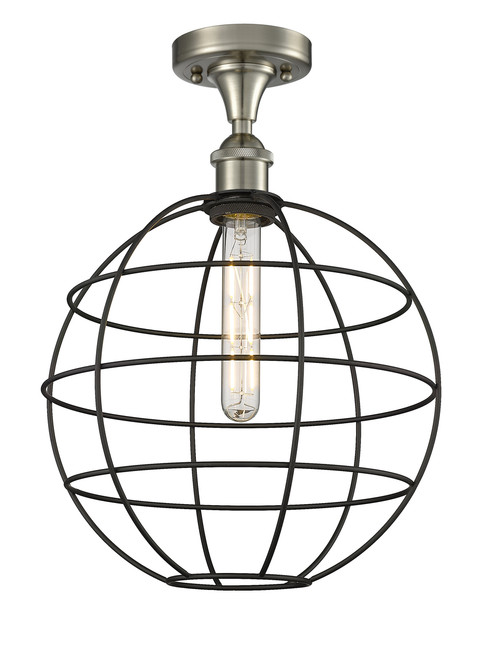 INNOVATIONS 516-1C-SN-CE-12-BK Lake Placid 1 12 inch Semi-Flush Mount Satin Nickel