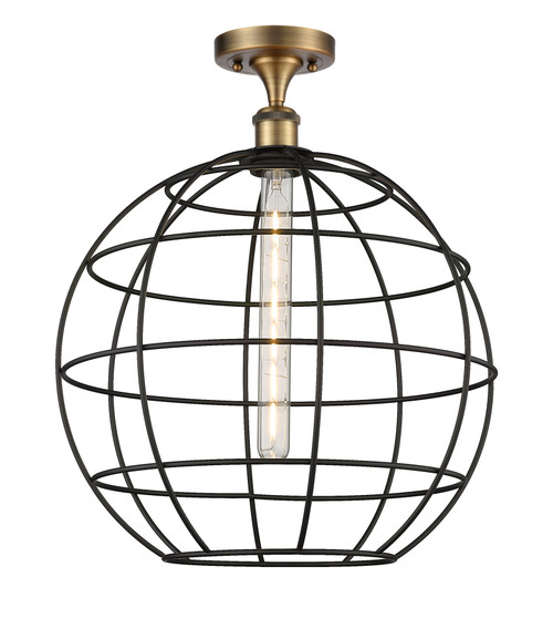 INNOVATIONS 516-1C-BB-CE-16-BK Lake Placid 1 16 inch Semi-Flush Mount Brushed Brass