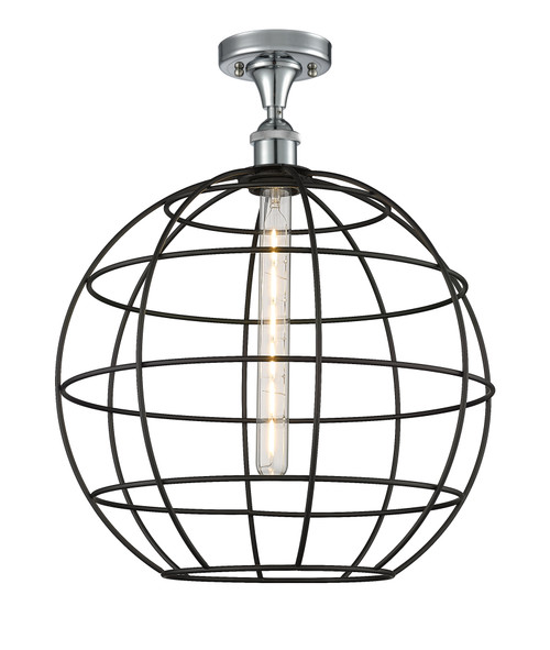 INNOVATIONS 516-1C-PC-CE-16-BK Lake Placid 1 16 inch Semi-Flush Mount Polished Chrome