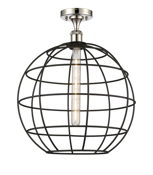 INNOVATIONS 516-1C-PN-CE-16-BK Lake Placid 1 16 inch Semi-Flush Mount Polished Nickel