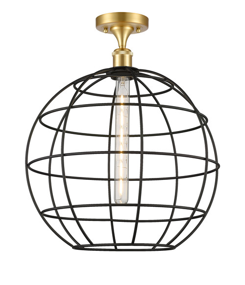 INNOVATIONS 516-1C-SG-CE-16-BK Lake Placid 1 16 inch Semi-Flush Mount Satin Gold