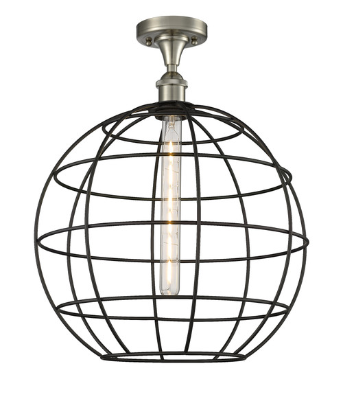 INNOVATIONS 516-1C-SN-CE-16-BK Lake Placid 1 16 inch Semi-Flush Mount Satin Nickel