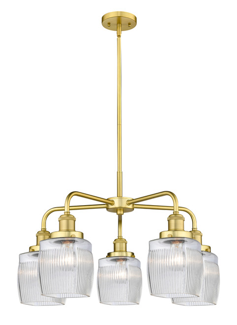 INNOVATIONS 916-5CR-SG-G302 Colton 5 23.5 inch Chandelier Satin Gold