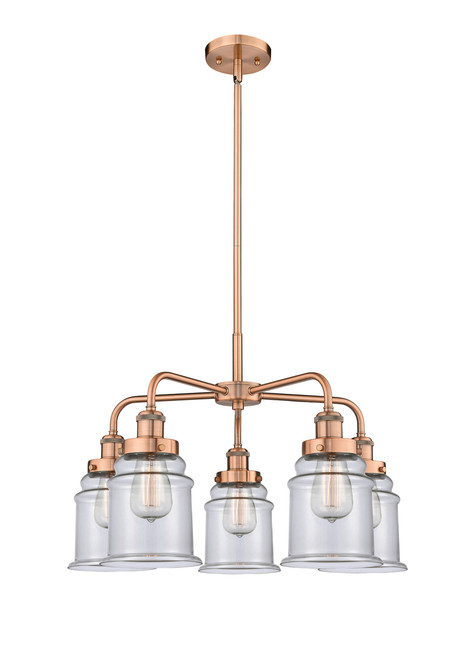 INNOVATIONS 916-5CR-AC-G182 Canton 5 24 inch Chandelier Antique Copper