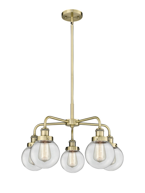 INNOVATIONS 916-5CR-AB-G202-6 Beacon 5 24 inch Chandelier Antique Brass
