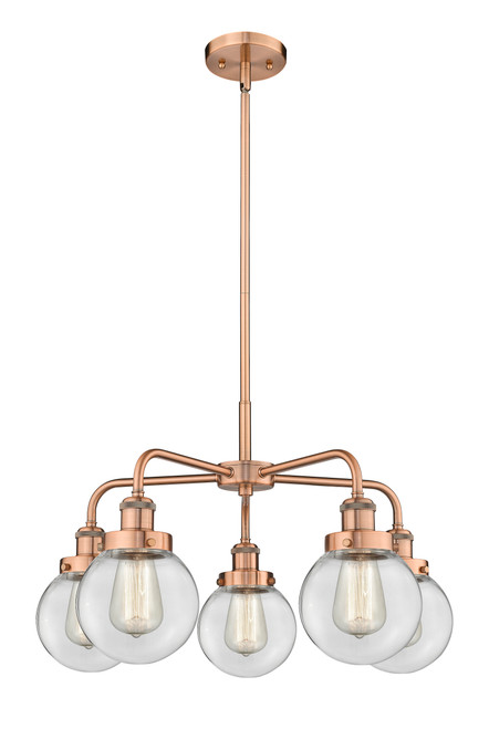 INNOVATIONS 916-5CR-AC-G202-6 Beacon 5 24 inch Chandelier Antique Copper