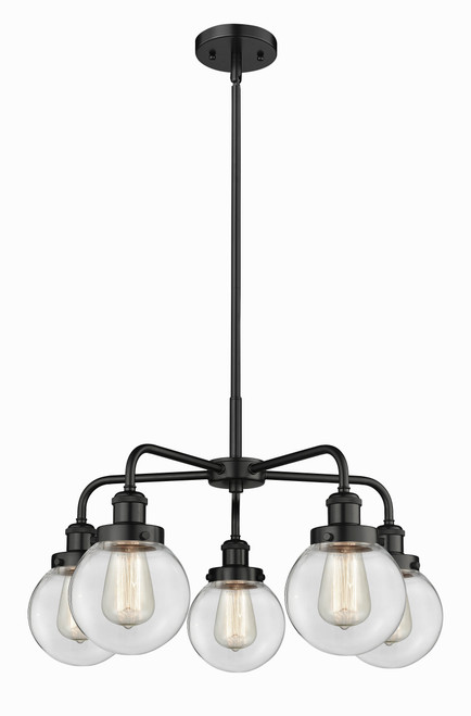 INNOVATIONS 916-5CR-BK-G202-6 Beacon 5 24 inch Chandelier Matte Black