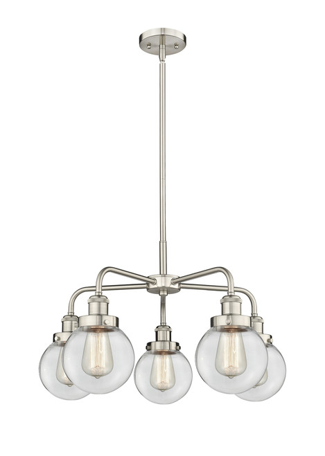 INNOVATIONS 916-5CR-SN-G202-6 Beacon 5 24 inch Chandelier Satin Nickel