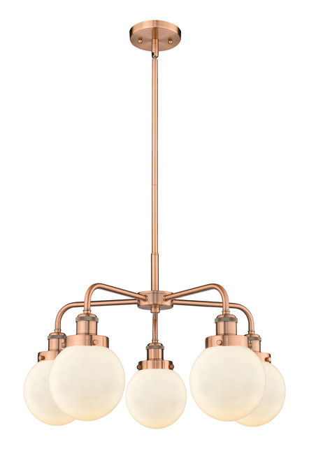 INNOVATIONS 916-5CR-AC-G201-6 Beacon 5 24 inch Chandelier Antique Copper