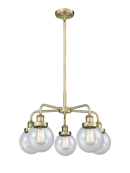 INNOVATIONS 916-5CR-AB-G204-6 Beacon 5 24 inch Chandelier Antique Brass