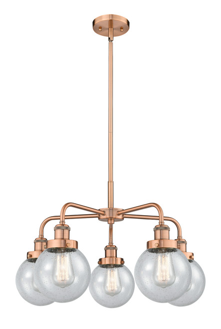 INNOVATIONS 916-5CR-AC-G204-6 Beacon 5 24 inch Chandelier Antique Copper