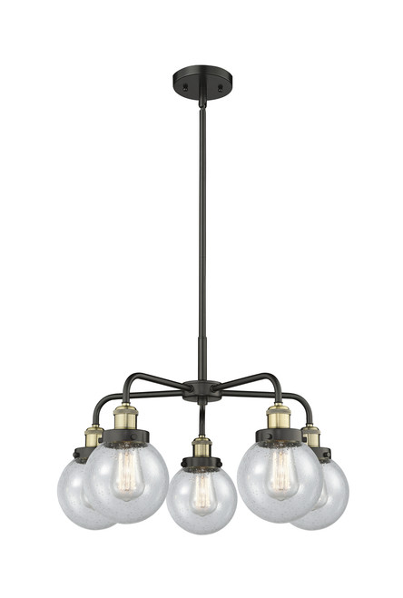INNOVATIONS 916-5CR-BAB-G204-6 Beacon 5 24 inch Chandelier Black Antique Brass