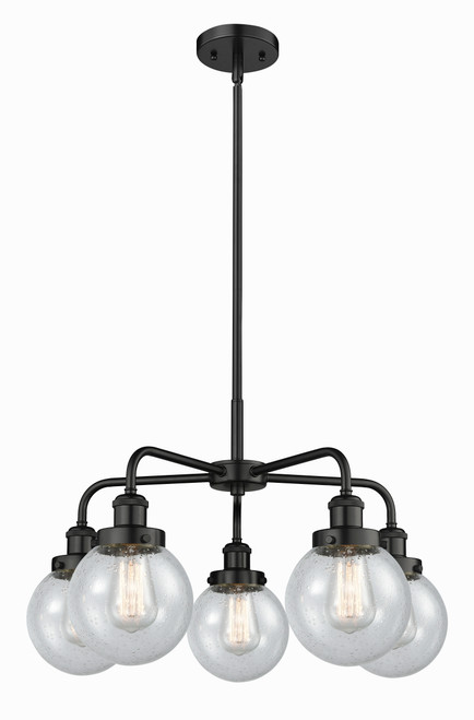 INNOVATIONS 916-5CR-BK-G204-6 Beacon 5 24 inch Chandelier Matte Black