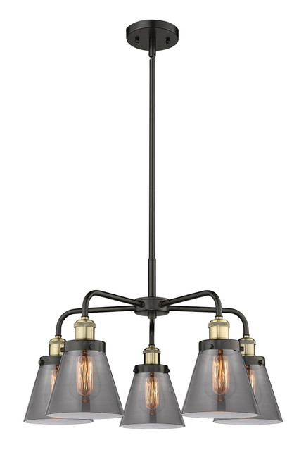 INNOVATIONS 916-5CR-BAB-G63 Cone 5 24.25 inch Chandelier Black Antique Brass