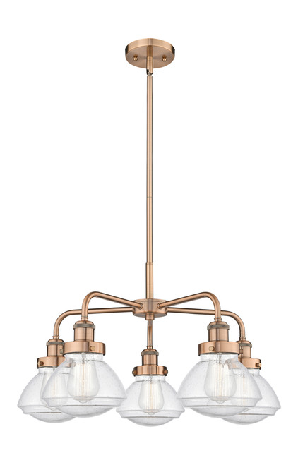 INNOVATIONS 916-5CR-AC-G324 Olean 5 24.5 inch Chandelier Antique Copper