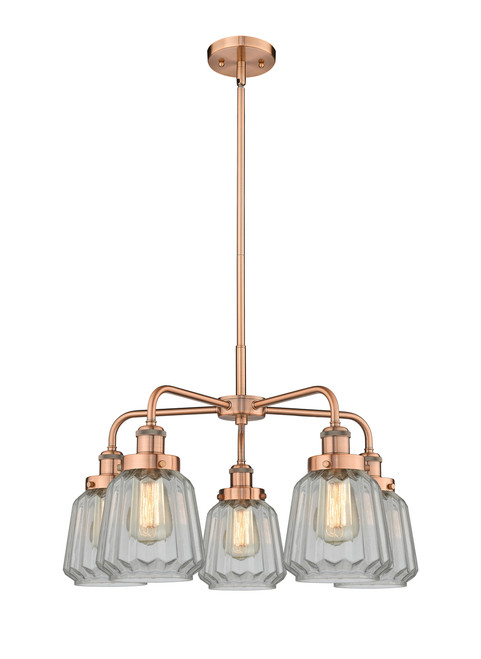 INNOVATIONS 916-5CR-AC-G142 Chatham 5 24.5 inch Chandelier Antique Copper