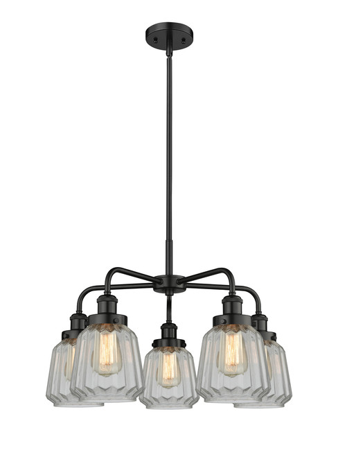 INNOVATIONS 916-5CR-BK-G142 Chatham 5 24.5 inch Chandelier Matte Black