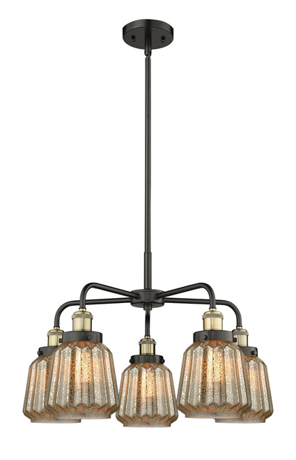 INNOVATIONS 916-5CR-BAB-G146 Chatham 5 24.5 inch Chandelier Black Antique Brass