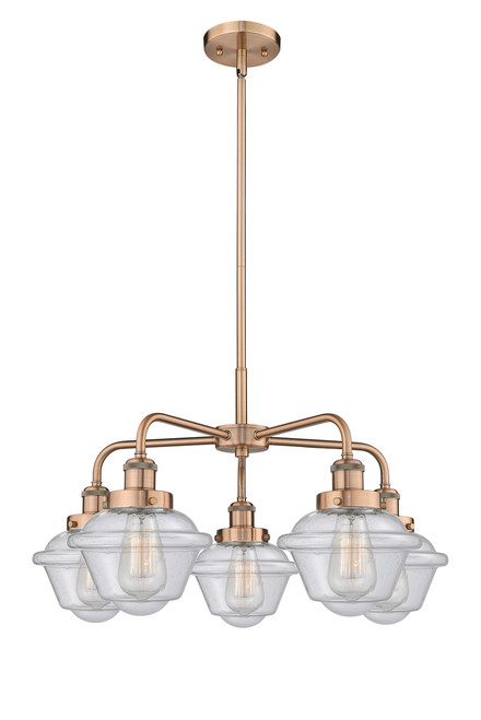 INNOVATIONS 916-5CR-AC-G534 Oxford 5 24.5 inch Chandelier Antique Copper