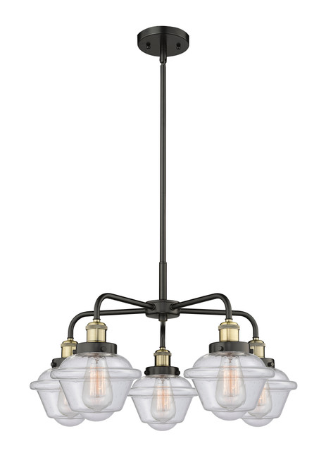 INNOVATIONS 916-5CR-BAB-G534 Oxford 5 24.5 inch Chandelier Black Antique Brass