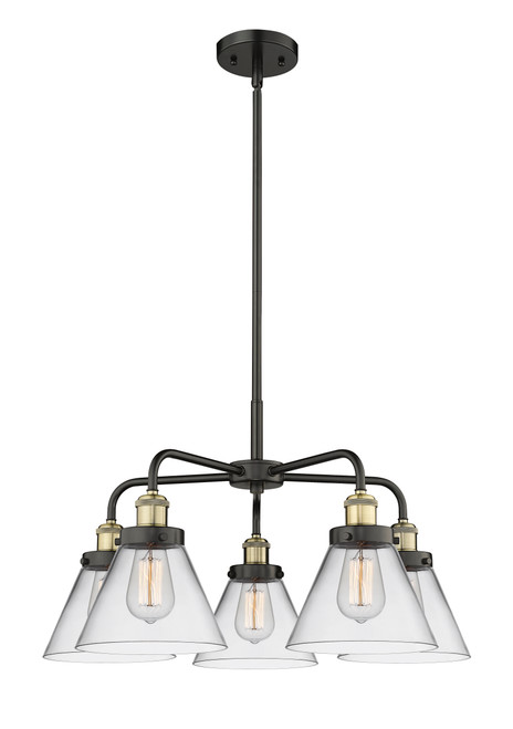 INNOVATIONS 916-5CR-BAB-G42 Cone 5 25.75 inch Chandelier Black Antique Brass