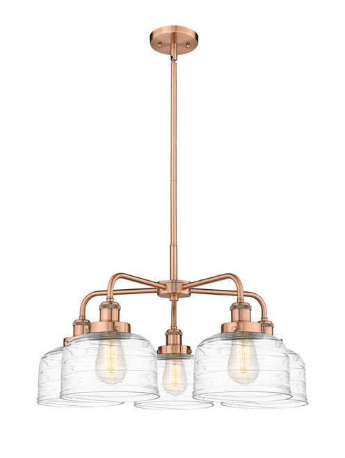INNOVATIONS 916-5CR-AC-G713 Bell 5 26 inch Chandelier Antique Copper