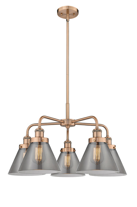 INNOVATIONS 916-5CR-AC-G43 Cone 5 25.75 inch Chandelier Antique Copper