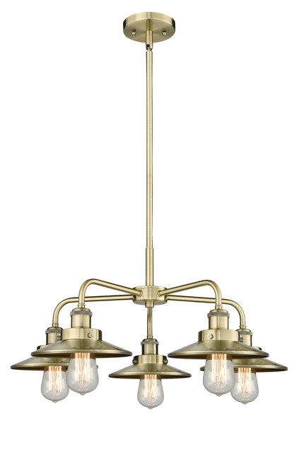 INNOVATIONS 916-5CR-AB-M4-AB Ballston Urban 5 26 inch Chandelier Antique Brass