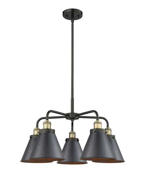 INNOVATIONS 916-5CR-BAB-M13-BK Ballston Urban 5 26 inch Chandelier Black Antique Brass