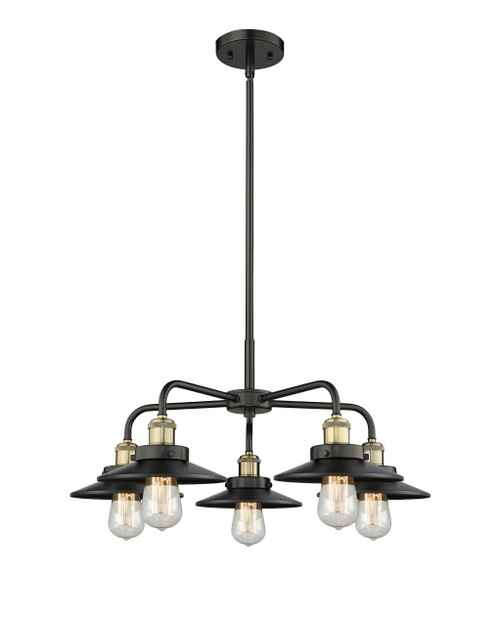 INNOVATIONS 916-5CR-BAB-M6-BK Ballston Urban 5 26 inch Chandelier Black Antique Brass