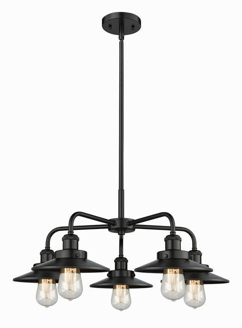 INNOVATIONS 916-5CR-BK-M6-BK Ballston Urban 5 26 inch Chandelier Matte Black