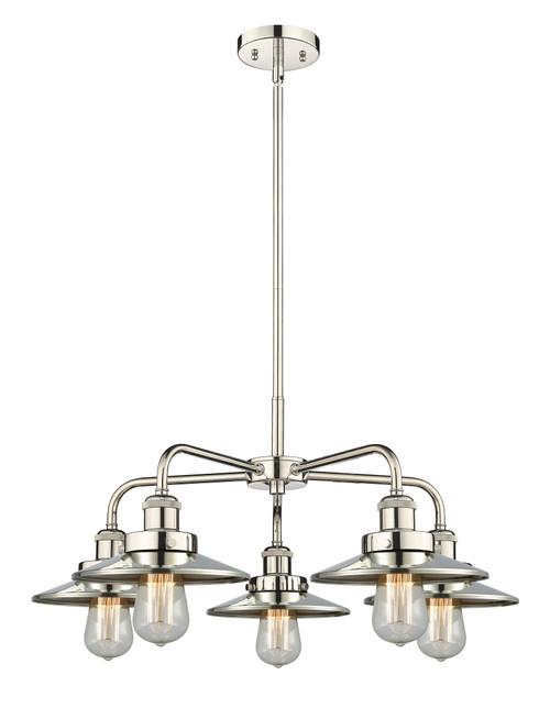 INNOVATIONS 916-5CR-PN-M1-PN Ballston Urban 5 26 inch Chandelier Polished Nickel