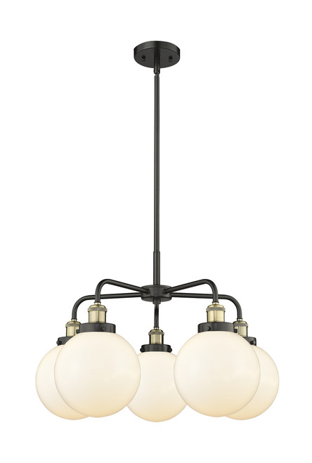 INNOVATIONS 916-5CR-BAB-G201-8 Beacon 5 26 inch Chandelier Black Antique Brass