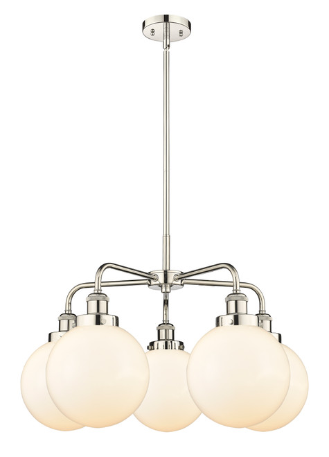 INNOVATIONS 916-5CR-PN-G201-8 Beacon 5 26 inch Chandelier Polished Nickel