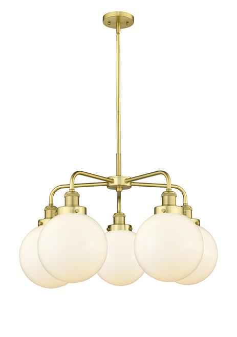 INNOVATIONS 916-5CR-SG-G201-8 Beacon 5 26 inch Chandelier Satin Gold