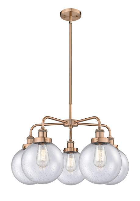 INNOVATIONS 916-5CR-AC-G204-8 Beacon 5 26 inch Chandelier Antique Copper