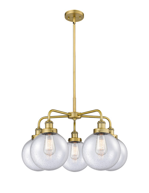 INNOVATIONS 916-5CR-BB-G204-8 Beacon 5 26 inch Chandelier Brushed Brass