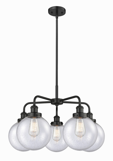 INNOVATIONS 916-5CR-BK-G204-8 Beacon 5 26 inch Chandelier Matte Black