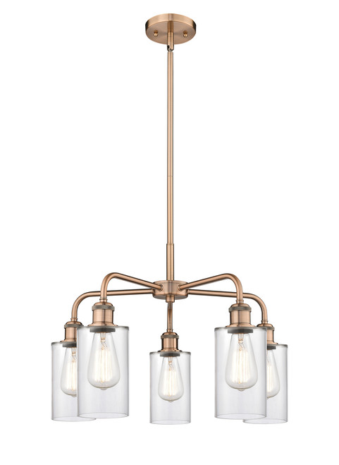 INNOVATIONS 516-5CR-AC-G802 Clymer 5 21.875 inch Chandelier Antique Copper