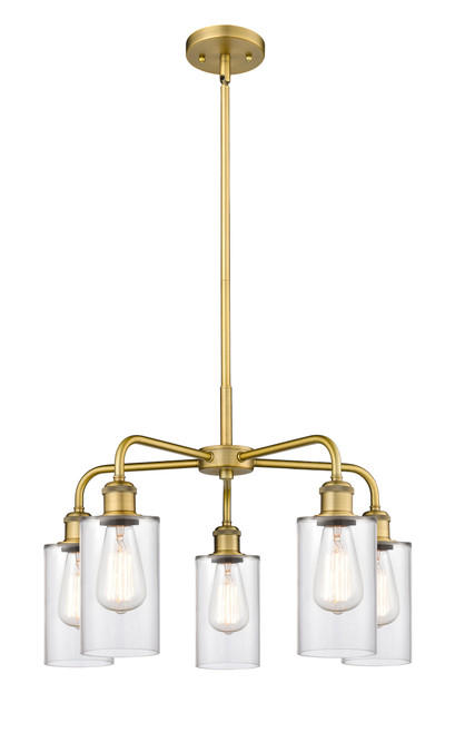 INNOVATIONS 516-5CR-BB-G802 Clymer 5 21.875 inch Chandelier Brushed Brass
