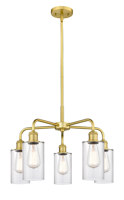 INNOVATIONS 516-5CR-SG-G802 Clymer 5 21.875 inch Chandelier Satin Gold