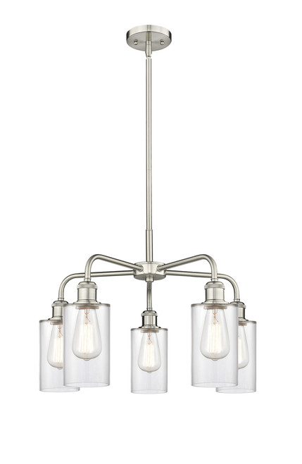INNOVATIONS 516-5CR-SN-G802 Clymer 5 21.875 inch Chandelier Satin Nickel